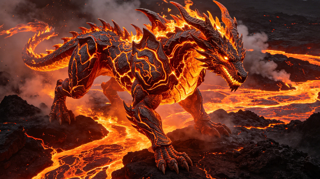 龙岛火山异兽：烈焰淬炼的蛮荒战将